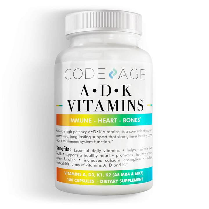 Vitamin Adk 180 Count High Potency Vitamin A 5000 Iu D3 5000 Iu K1 K2 Mk4 1500mcg And Mk7 300mcg Heart Bone And Immune No Soy Non Gmo