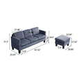 thumbnail image 4 of L-Shaped Corduroy Sectional Sofa 88 inch 3-Seater Couch with Chaise for Small Apartments Compact Living Room Dorm Furniture Modern Gray, 4 of 10