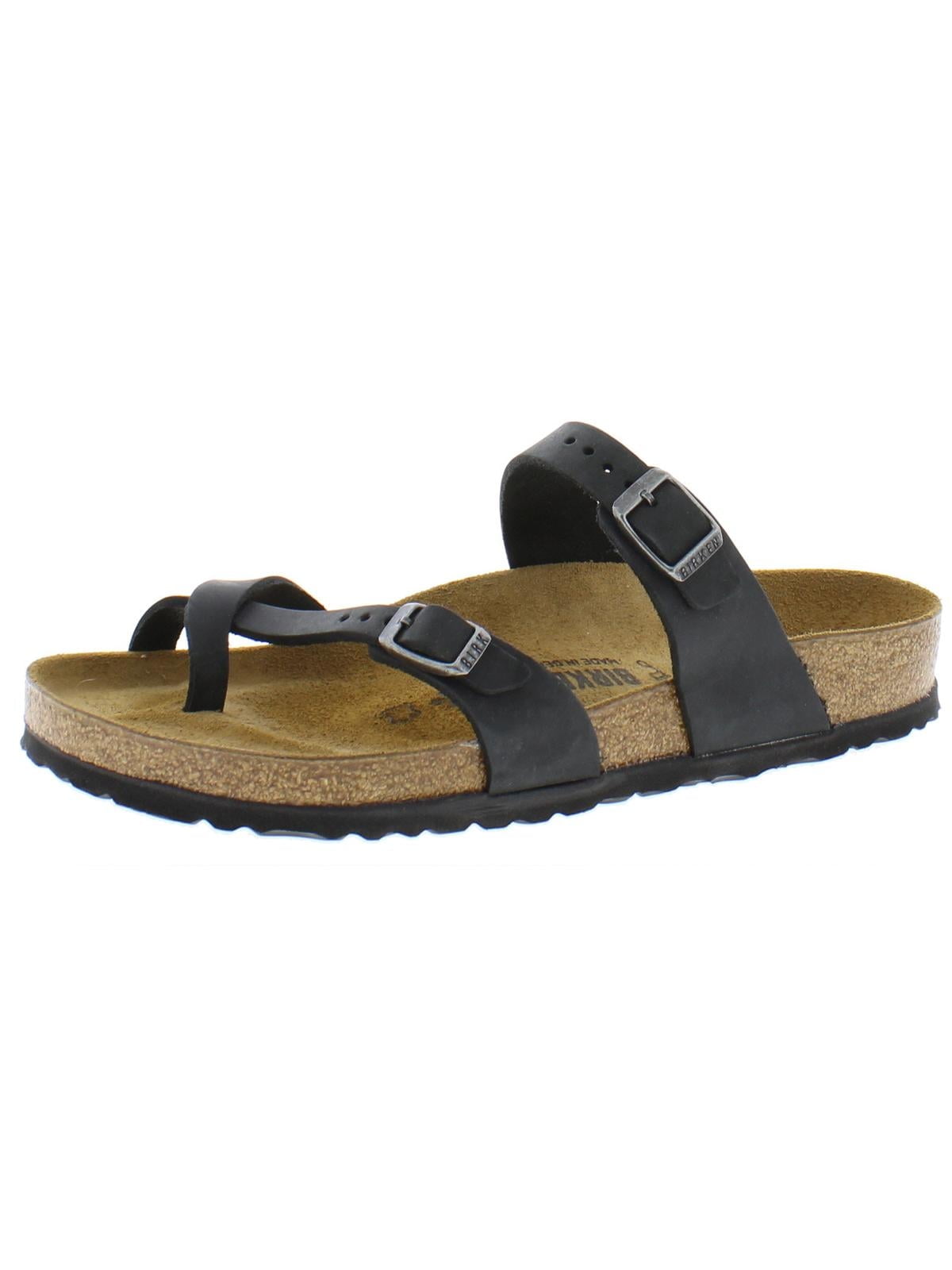 Birkenstock Women's Mayari Oiled Leather Sandal, Black, 6 W / 4 M US