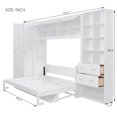 thumbnail image 3 of Harper & Bright Designs Queen Murphy Bed Wall Bed with Closet, Queen Size Cabinet Bed Folding Wall Bed with Storage Drawers and Shelves for Guest Room Office, White, 3 of 15