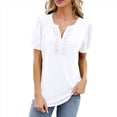 thumbnail image 3 of Blusas Tipo Túnica para Mujer, Informales, con Cuello en V, Corta, Blusas de Verano con Mangas Abullonadas y Volantes. XXL, 3 of 9
