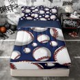 thumbnail image 2 of Erosebridal Cartoon Baseball Lover Zipper Twin Comforter Sets with Fitted Sheet and 2 Pillowcases for Boys Men, Sports Ball Print Zipper Bedding Set, Navy Reversible, 4 Pieces, 2 of 7