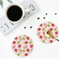 thumbnail image 3 of Bingfone Vintage Hand Drawn Strawberry Leather Drinks Coasters with Set of 6,Suitable for Home Kitchen,Coffee Cup Coasters Home Gift, 3 of 7