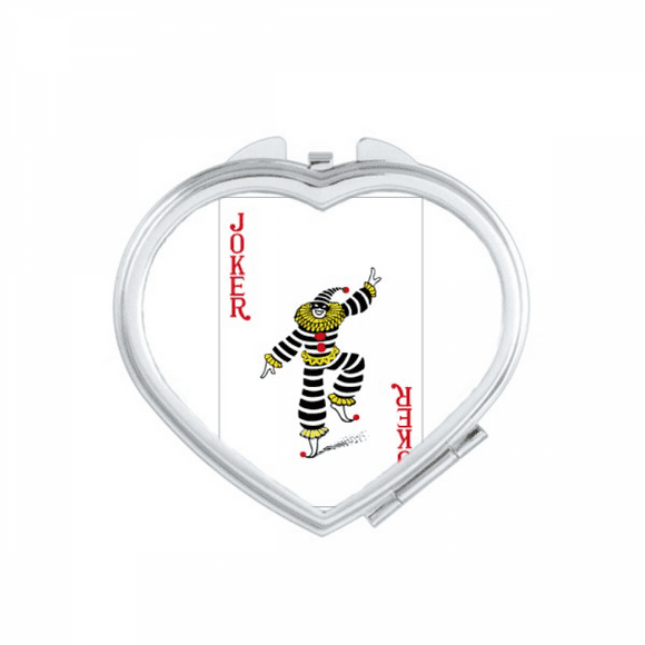 Red Joker Playing Cards Pattern Heart Mirror Travel Magnification Portable Handheld Pocket Makeup