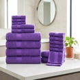 thumbnail image 2 of Ample Decor Bathroom Towel Set of 18 - 4 Hand Towel, 4 Bath Towel, 10 Wash Cloths - Purple, 2 of 6