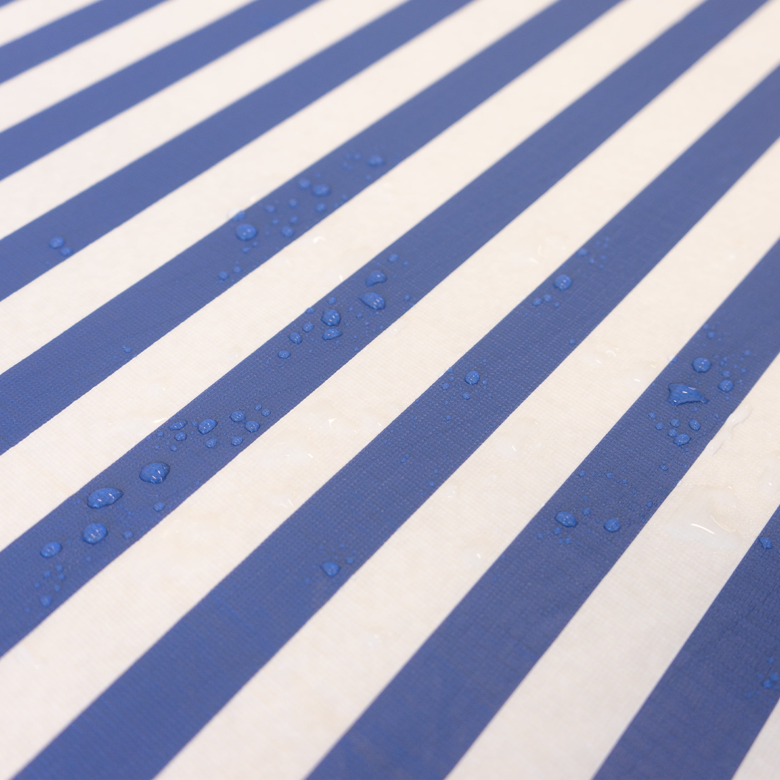 Waverly Inspirations Rectangular Elastic Fitted Table Cover Waterproof Vinyl Tablecloth With Flannel Backing, 6Ft Table, 72" x 30", White/Blue Stripe, 4 PK