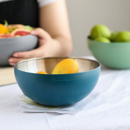 

Yesbay Salad Bowl Food Storage Kitchen Gadget Stainless Steel Fruit Bowl Mixing Bowl for Home