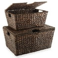 thumbnail image 3 of Casafield Set of 2 Water Hyacinth Storage Baskets (Medium/Large),  Multipurpose Organizer Totes with Tapered Bottoms and Removable Lids, 3 of 7