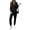 Black, variant on Women's Waffle Knit 2 Piece Outfits Lounge Sets 1/4 Zip Up Pullover Long Sleeve Top Jogger Sweats Track Suits Set,Navy Blue,M