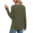thumbnail image 3 of FAIWAD Long Sleeve Tops for Women Crew Neck Button Decor Knit Tunic Tops Casual Fall Winter Layering Blouse, 3 of 9