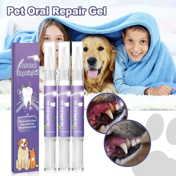 3Pcs Pet Oral Repair Gel, Pet Oral Restorative Gel, Eliminate Breath, Targets Tar-Tar, Without Brushing, Pet Teeth Whitening, Pet Breath Freshener Gel Care Cleaner