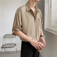 thumbnail image 3 of Men Short Sleeve Button Down Beachwear Night Club Outfit Shirt Casual Tops, XL, Brown, 3 of 4
