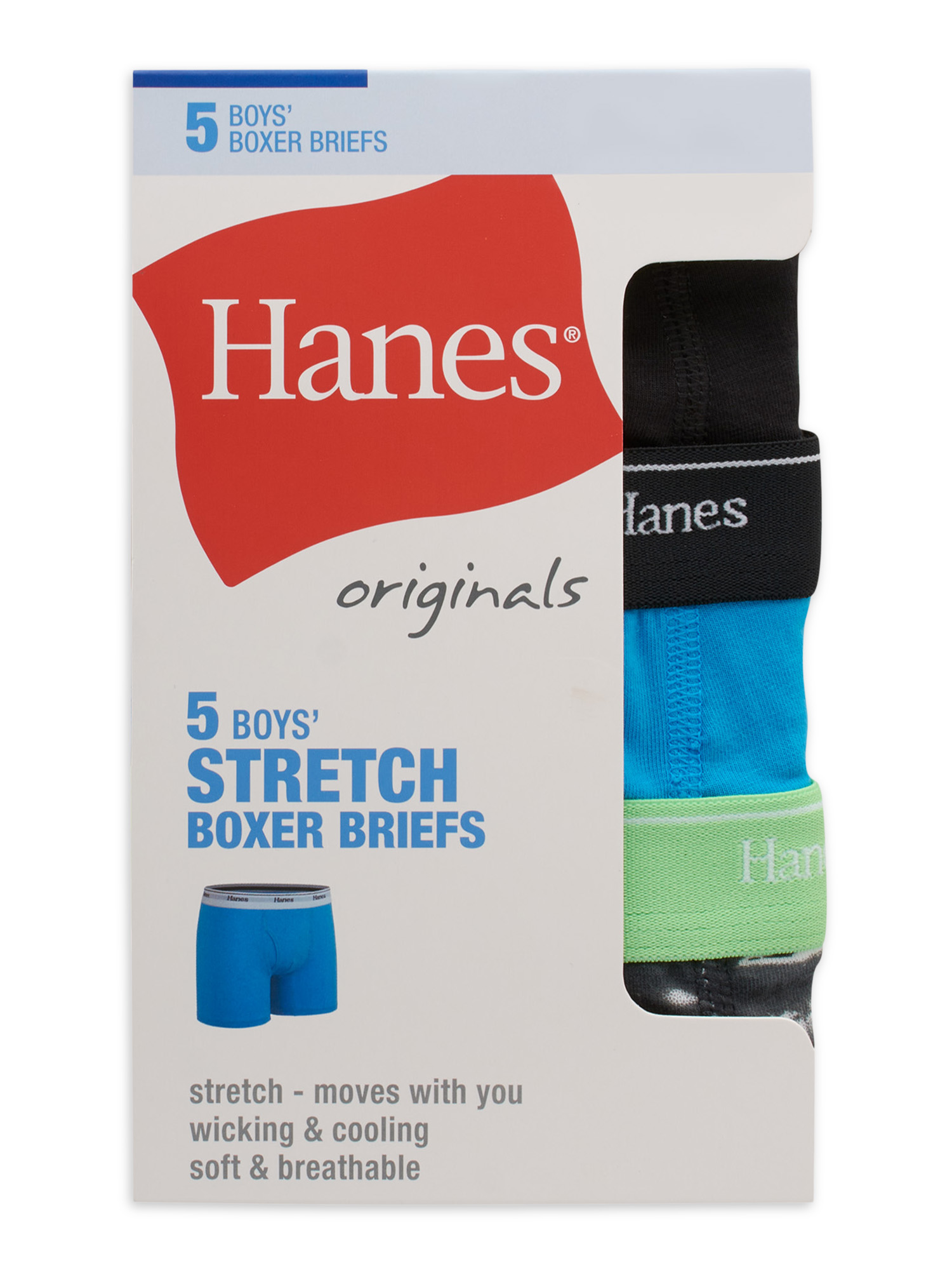 Hanes Originals Boys' Underwear Boxer Briefs, 5-Pack, Sizes S-XL - image 2 of 6