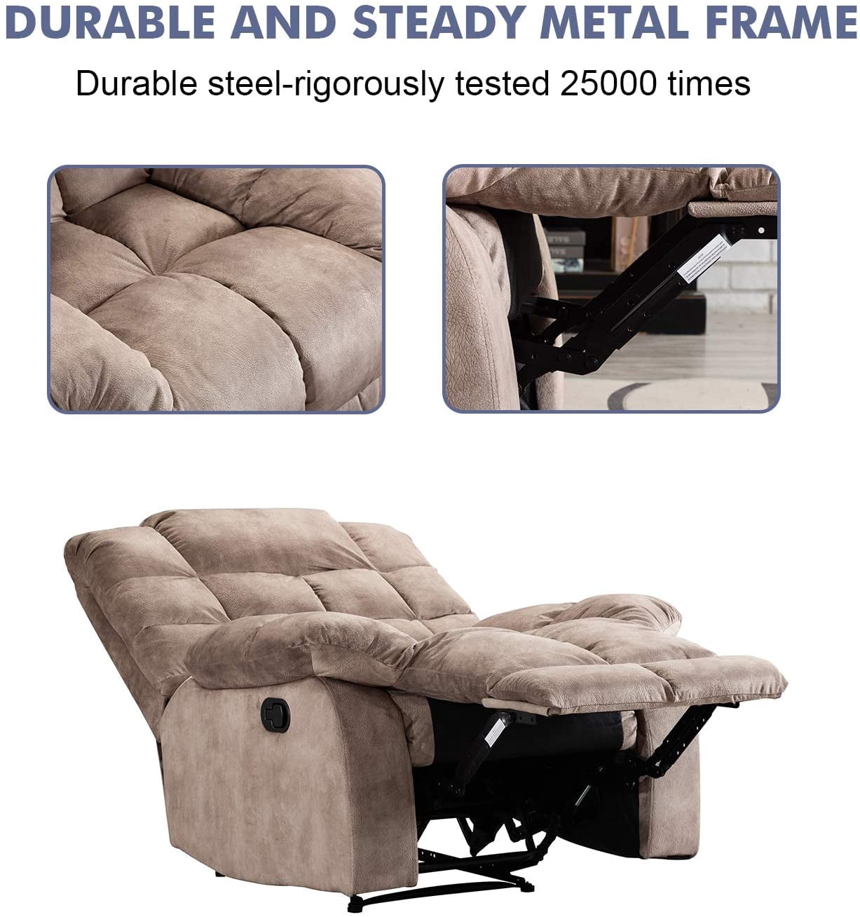 CANMOV Fabric Recliner, Camel