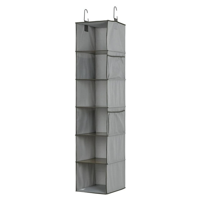 MAINSTAYS Fabric Closet Organizer, 6 - Layer Collapsible Hanging Closet Organizer with 4 Side Pockets Closet Hanging Shelves