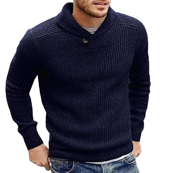 Vedolay Sweaters for Big Men 2023 Long Sleeve Loose Casual Knitwear Warm Tunic Tops Blue,M