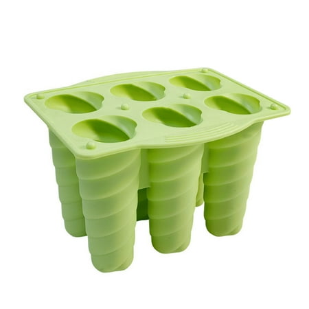 

YFan Clear Texture Ice Pop Mold with Lid Silicone DIY Craft 6 Grids Ice Lolly Mold for Home