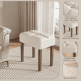 thumbnail image 3 of FAGAGA Two Leather Vanity Stool, Rectangle Ottoman Bench for Makeup Room, Vanity Chair with Wood Legs for Piano Room, Bedroom, Living Room | Beige, 3 of 12