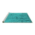 thumbnail image 2 of Ahgly Company Machine Washable Indoor Round Solid Turquoise Blue Modern Area Rugs, 8' Round, 2 of 4