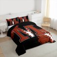 thumbnail image 3 of Homewish Rugby Ball Print Bedding Comforter Set,Brown Football Pattern Twin Comforter Sets,First Letter M Bedding Set For Girls,Super Cozy Room Decor Reversible,2 Pieces, 3 of 8