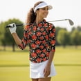 thumbnail image 4 of Uorisanigo Red Flower Women's Golf Shirt Relaxed Comfortable Quick Dry Athletic Polo Shirts 3/4 Roll Sleeve Breathable Polyester Spandex Fabric Womens Zipper Neck Workout Tops, 4 of 7
