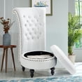 thumbnail image 2 of AVAWING High Back Royal Chair, Velvet Armless Throne Chair with Storage, White, 2 of 7