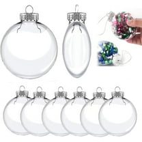 NOGIS 12PCS Christmas Flat Ball Ornaments, 2.36 inch Plastic Fillable Ornaments Clear Flat Ball Ornaments Transparent Disc Globes for Christmas DIY Crafts Hanging Decoration (Flat)