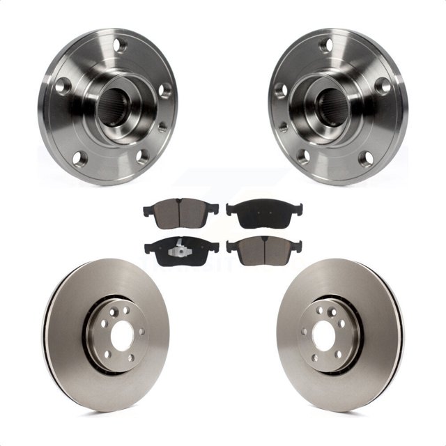 Transit Auto Front Hub Bearing Assembly Disc Brake Rotors and Ceramic Pads Kit for Car 2017 Volvo XC60 with 328mm Diameter Rotor KBB-126391