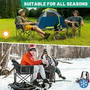 Slsy Oversized Heated Camping Chair, Padded Camp Chair with 3 Heat Levels, Portable Folding Heated Chair Round Moon Saucer Folding Lawn Chair Outdoor Chair