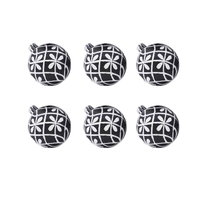 6 Hand Drawn Christmas Balls 6cm PVC Box Set, Snowflake Ornaments for Tree, Window, Party Holiday Decorations