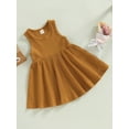 thumbnail image 3 of Faithtur Bébé Enfants Robe de Fille, Sans Manches Cou Solide Été une Ligne Robe pour Tous les Jours Occasionnels, 3 of 8