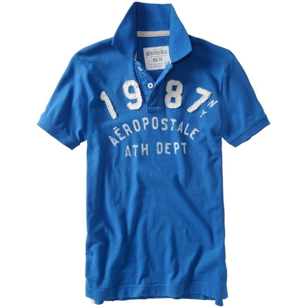 Polo de Rugby Aeropostale 1987 para hombre azul extra pequeño