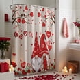 thumbnail image 3 of Valentine's Day Shower Curtain Red Gnome Bathroom Curtains with Hooks, Waterproof Fabric Rose Love Bird Heart Tree Branch Bath Shower Curtains Set for Bathroom Bathtubs Valentines Decor 72x72 Inch, 3 of 9