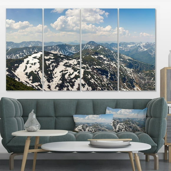 Green Mountains in Spring Panorama - Landscape Artwork Canvas