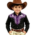 thumbnail image 5 of Girls Tshirts Kids Western Cowboy Print Long Sleeve Button Down Casual Shirt Girls Tops Purple 6-7 Years, 5 of 5