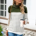 thumbnail image 3 of EGNMCR Pull Col Roulé pour Femmes, Pulls pour Femmes Mode Rayé Col Montant Manches Longues Pull Tops Pull pour Femmes, 3 of 5