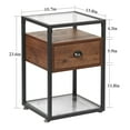 thumbnail image 4 of VECELO Tempered Glass Top Nightstand with Drawer, Modern Bedside/Sofa Side End Table for Bedroom Living room, Brown, 4 of 7