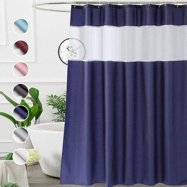 Extra Long Shower Curtain 72 X 84 Inch Navy Blue Fabric For Bathroom With Window Com Navy Blue Fabric Shower Curtain, What Size Shower Curtain For Stand Up