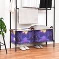 thumbnail image 3 of Yayeee Foldable Storage Basket for Shelves with Handles Set of 2 Waterproof Cloth Bins, Blue Road, 3 of 7