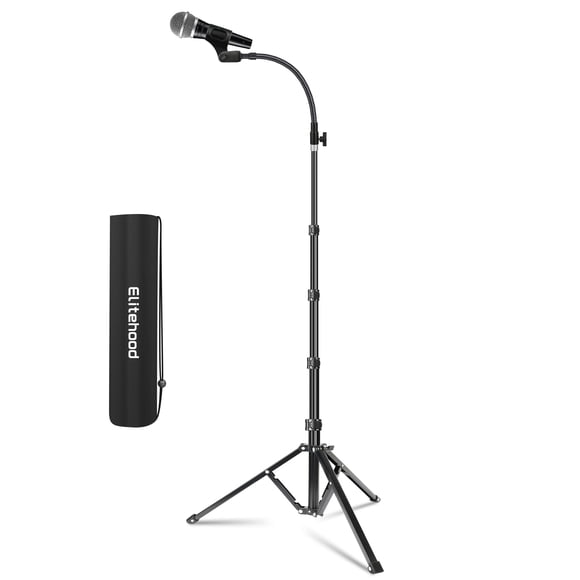 Elitehood Support de Microphone Pliable en Aluminium, Support de Micro Réglable en Hauteur et en Hauteur 82 Pieds, Trépied de Microphone