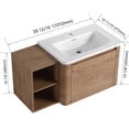 thumbnail image 6 of Noble House 40" Wall-Mounted Bathroom Vanity, White Ceramic Sink, Soft-Close Door, Storage Shelves, Imitative Oak, 6 of 10