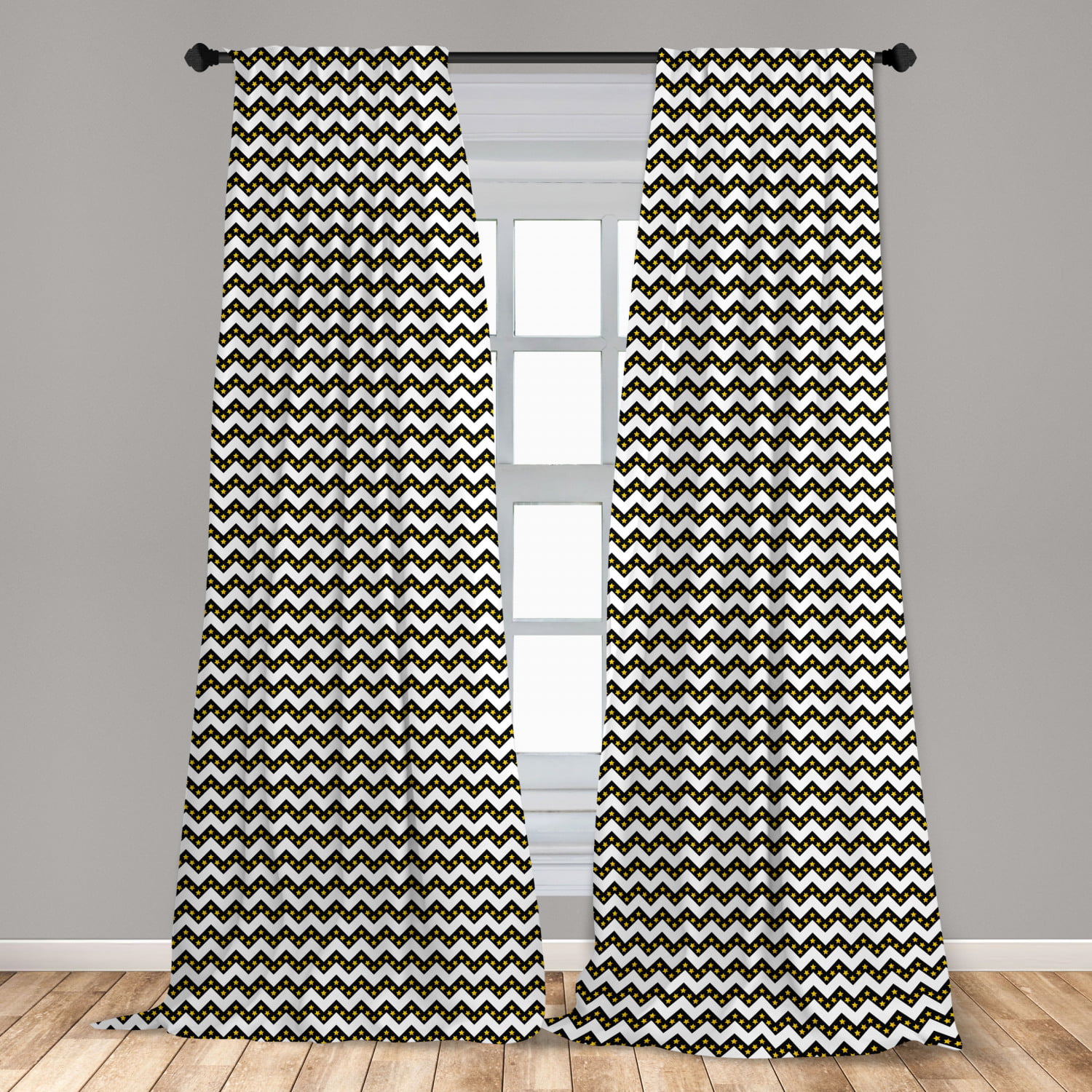 LINED Handmade 100%  Cotton Black white chevron  Zigzag Window  Curtain Valance 