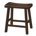 thumbnail image 2 of Wooden 18" Counter Height Stool with Saddle Seat, Distressed Cherry, Set Of 2 - Saltoro Sherpi, 2 of 5
