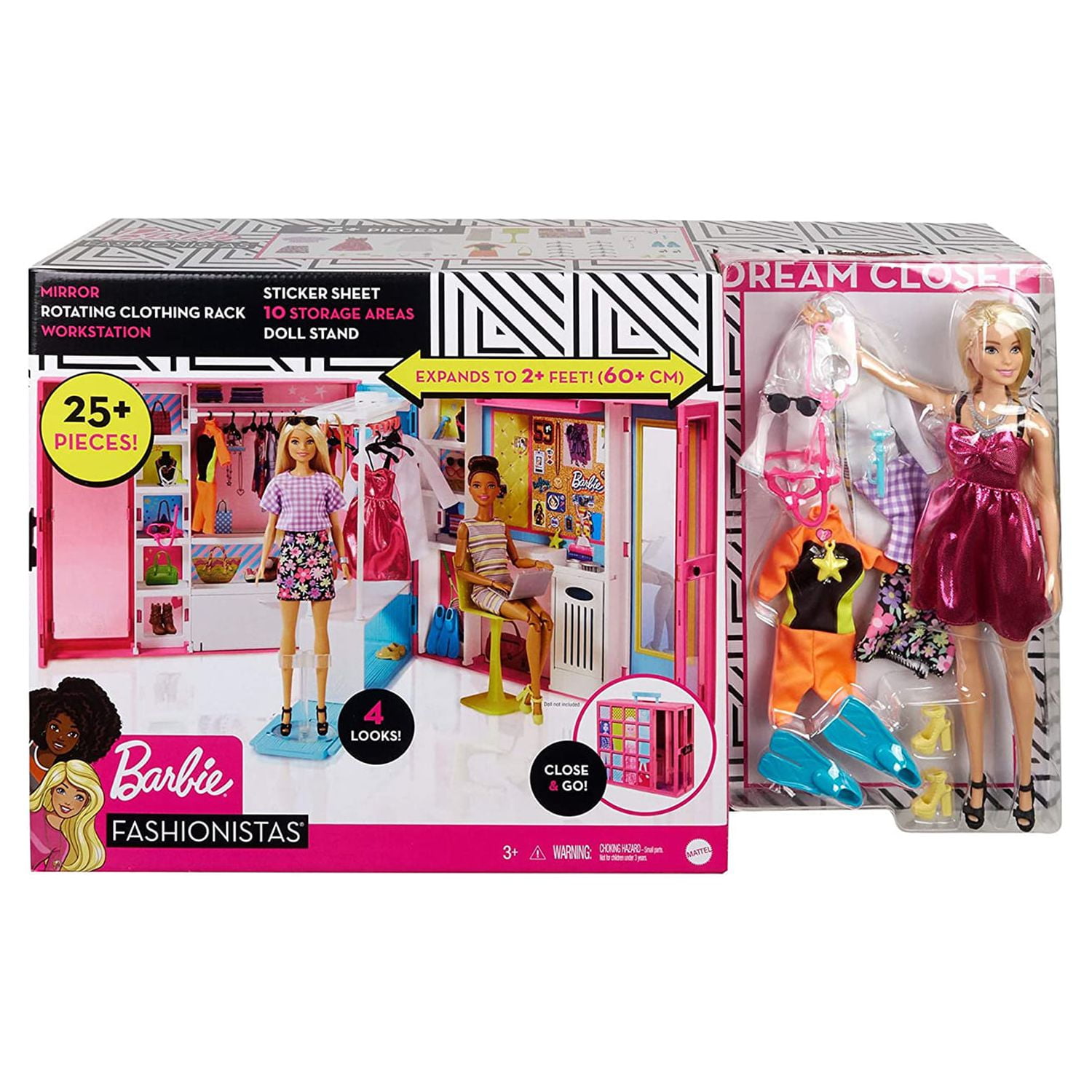 Barbie Dream Closet Fashion Wardrobe Storage with Clothes and Accessories,  Pink, 1 Piece - Ralphs
