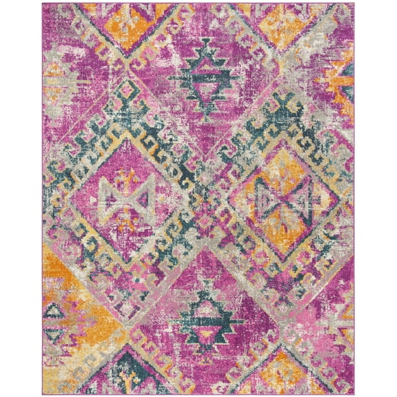 SAFAVIEH Madison Barrfind Geometric Area Rug, Fuchsia/Blue, 8' x 10'