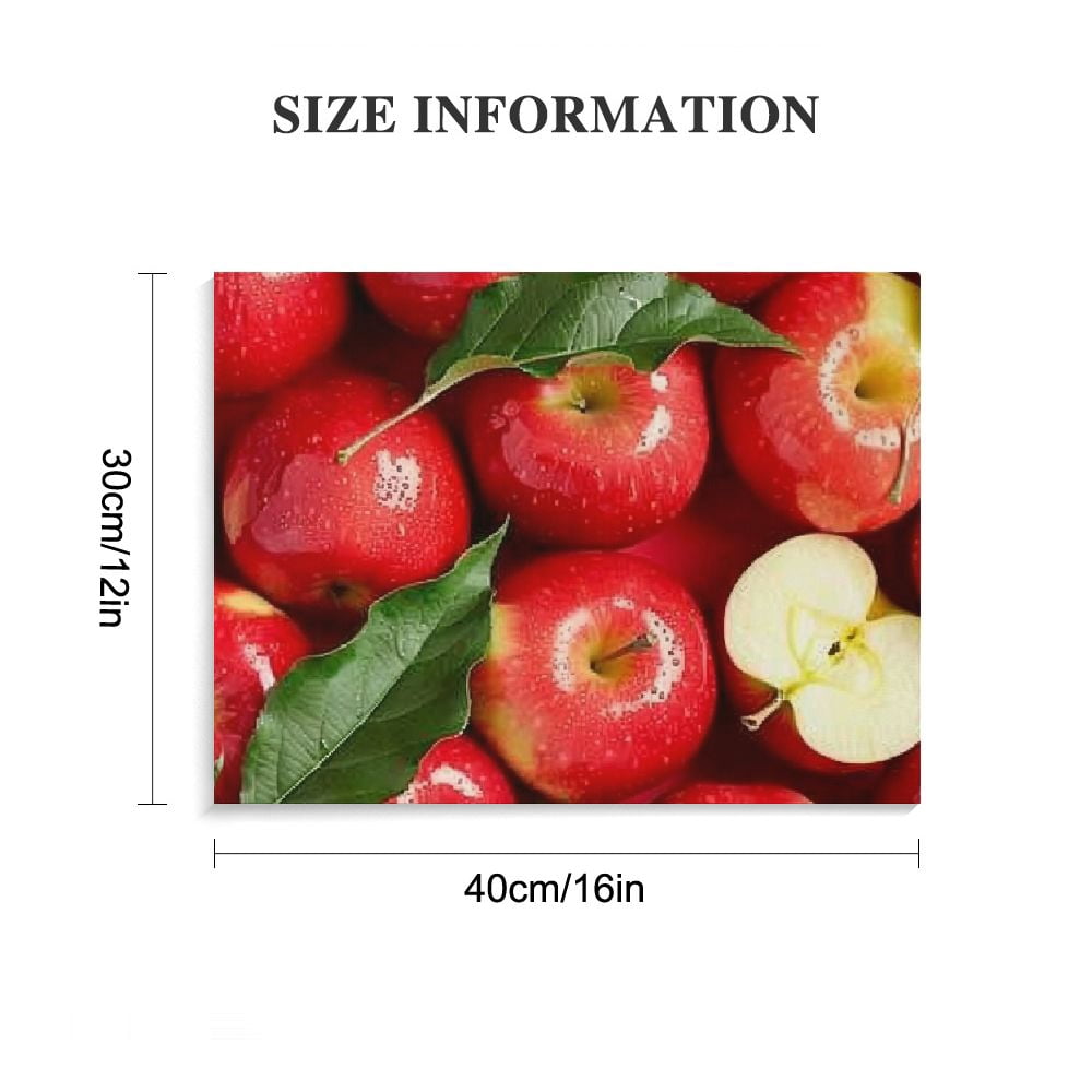 Fenyluxe  Red Apple Picture Wall Art - Fresh Fruits Painting Print on Canvas, Framed Food Poster Artwork for Home Kitchen Dining Room Decor 16x12in