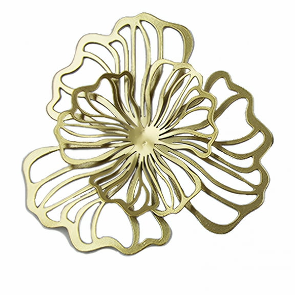 LAMIRO Iron Wall Decoration Floral Wall Hanging Decor Home Office Decor, Modern Wall Ornament Metal Wall Art for Hotel Kitchen Golden Small