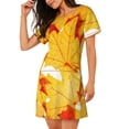thumbnail image 2 of Rocae Autumn Maple Leaves for Nightgowns for Women Sleep Shirts Short Sleeve Nightshirt Pullover Nightdress, 2 of 6