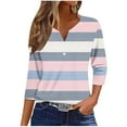 thumbnail image 4 of successthop V Neck Blouse for Women Plus Size 3/4 Sleeve Tops Pullover Tee Shirts Button Stripe Casual Clothes, 4 of 6