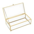 thumbnail image 3 of Milageto Glass Jewelry Box Clear Simple Cosmetic Storage Box for Rings Women Pendants Golden Round Head, 3 of 7